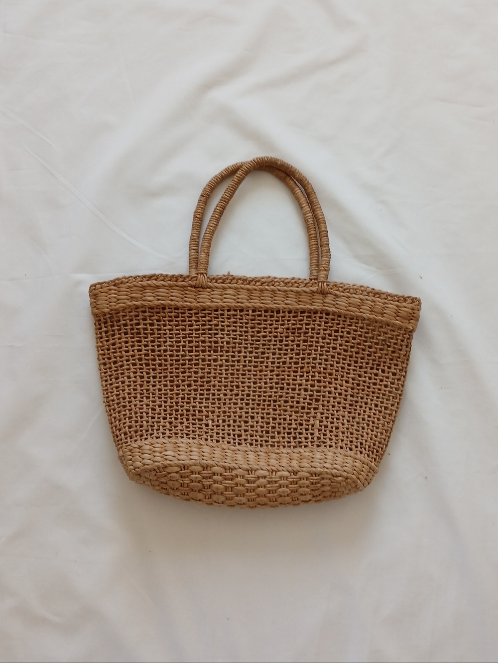 Woven Straw Tote Bag in Tan